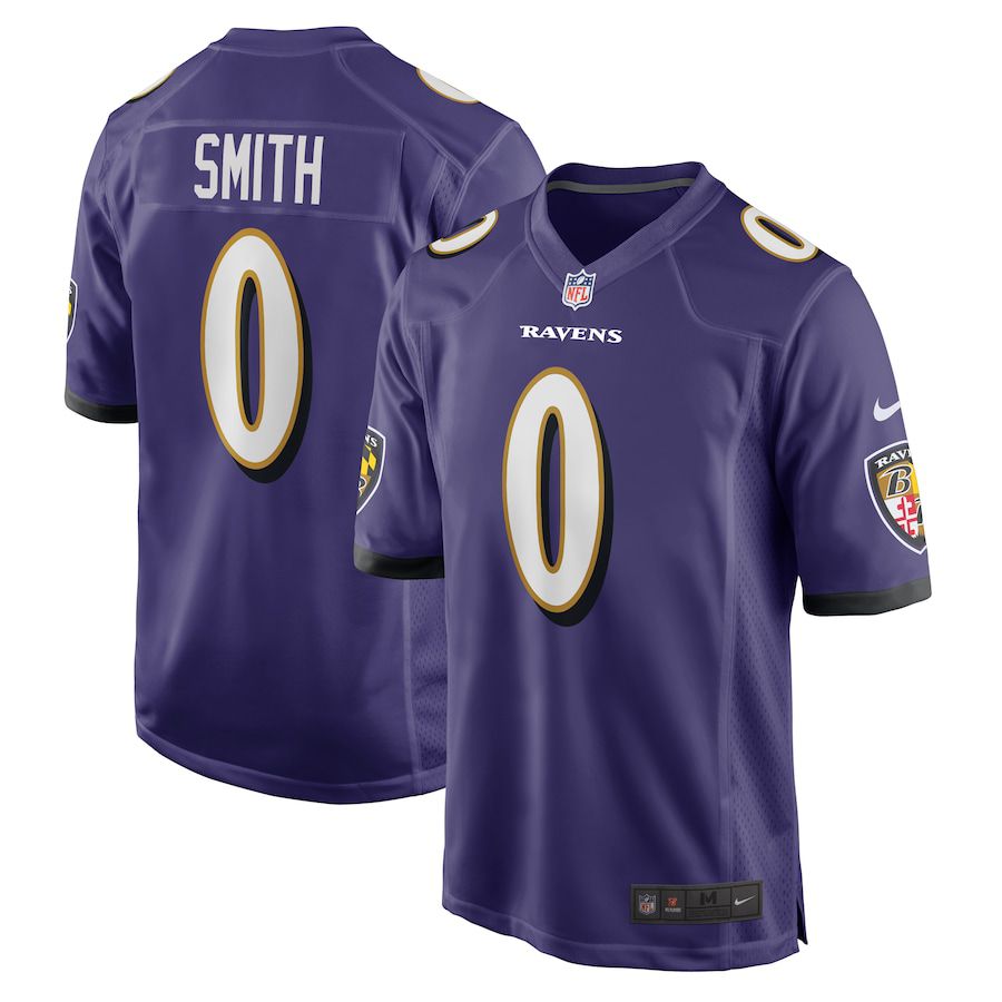 Men Baltimore Ravens #0 Roquan Smith Nike Purple Team Game NFL Jersey